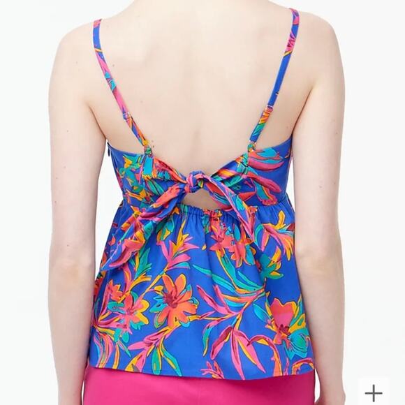 J crew women's size 4 small re imagined tropical blue tank new tie back resort b - Picture 3 of 13